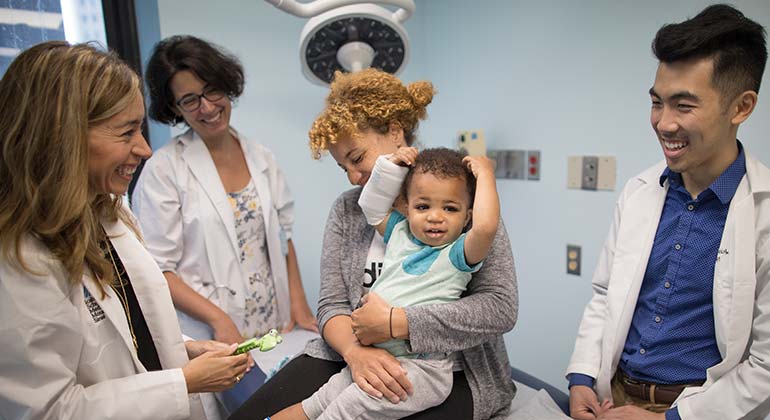 Pediatric patient and doctors