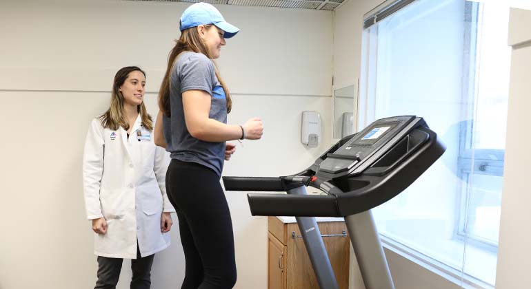 Patient on treadmil