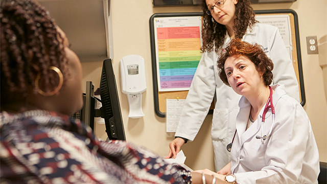 Patient speaking with doctors