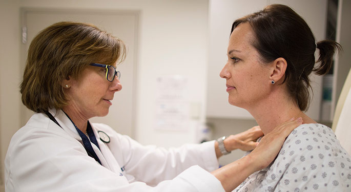 Image of doctor with breast cancer patient